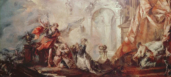 Wesele Tobiasza, fragment pary Sary i Tobiasza przed dziękczynieniem Bogu przez Rafaela, ok. 1750 olej na płótnie